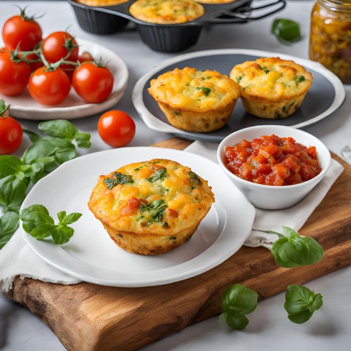 Eggy Bites on plates with fresh vegetables 